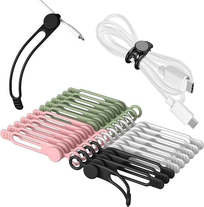 3 Inch Reusable Cable Ties, Silicone Cord Organizer, 24Pcs-Multi | Amazon (US)