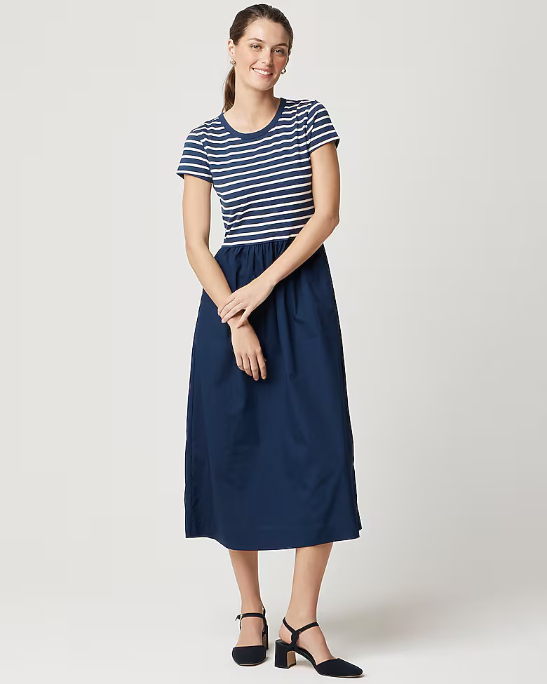 Striped short-sleeve knit mixy dress | J.Crew Factory