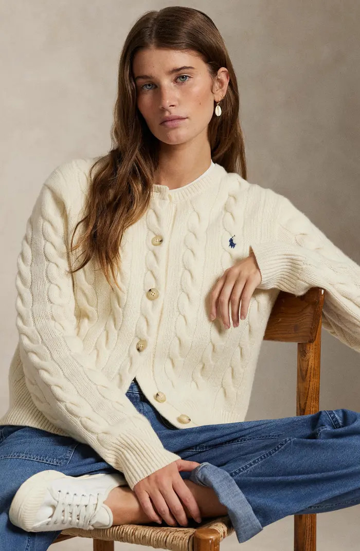 Polo Ralph Lauren Cable Knit Wool & Cashmere Cardigan | Nordstrom | Nordstrom