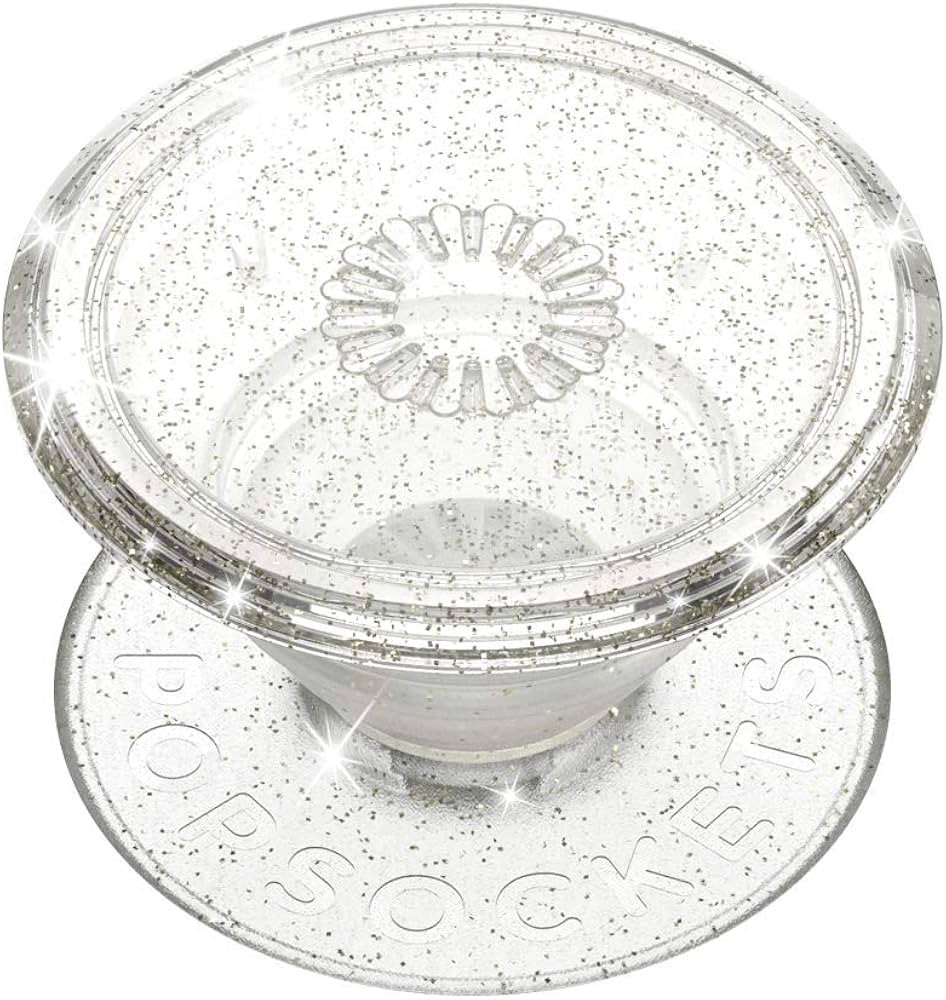 PopSockets PopGrip: Phone Grip and Phone Stand, Collapsible, Swappable Top, Clear Glitter Silver | Amazon (US)