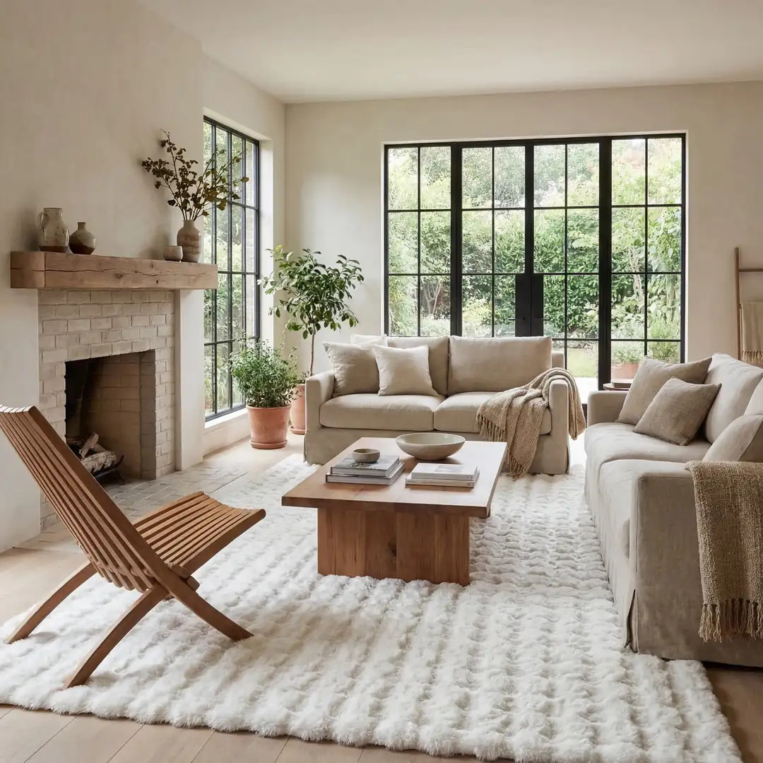 Ivana Checkered Plush Cloud Washable Rug | Beige | Rugs USA