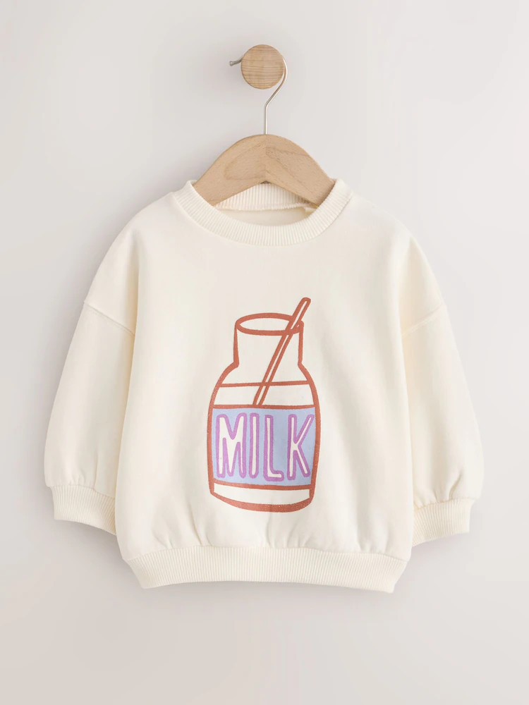 Cream Milk Crew Neck Sweatshirt (3mths-7yrs) | Next EU
