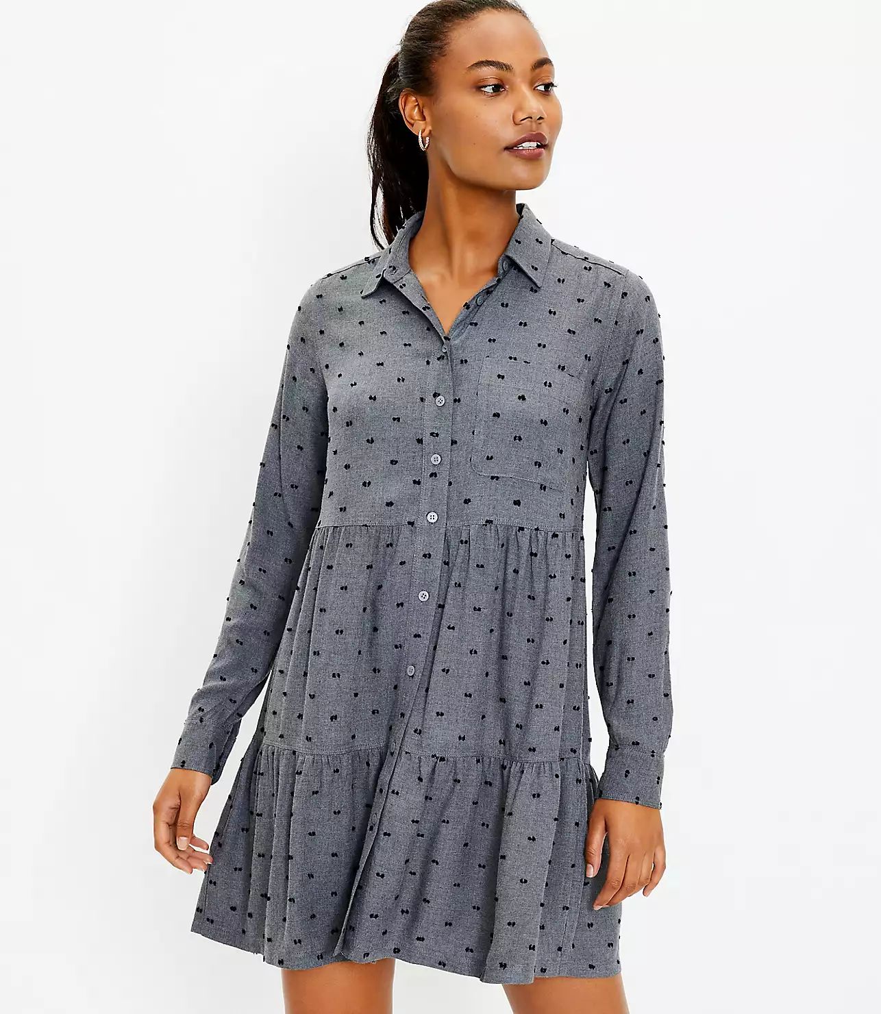 Tiered Pocket Shirtdress | LOFT