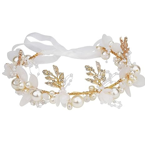 AOPRIE Pearl Flower Headband for Women Girls Wedding Wreath Floral Garland Halloween Party Event ... | Amazon (US)