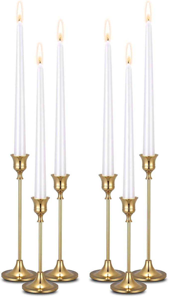Gold Candle Holders Gold Candlestick Holder for Taper Candles - Set of 6 Candle Sticks Holders fo... | Amazon (US)