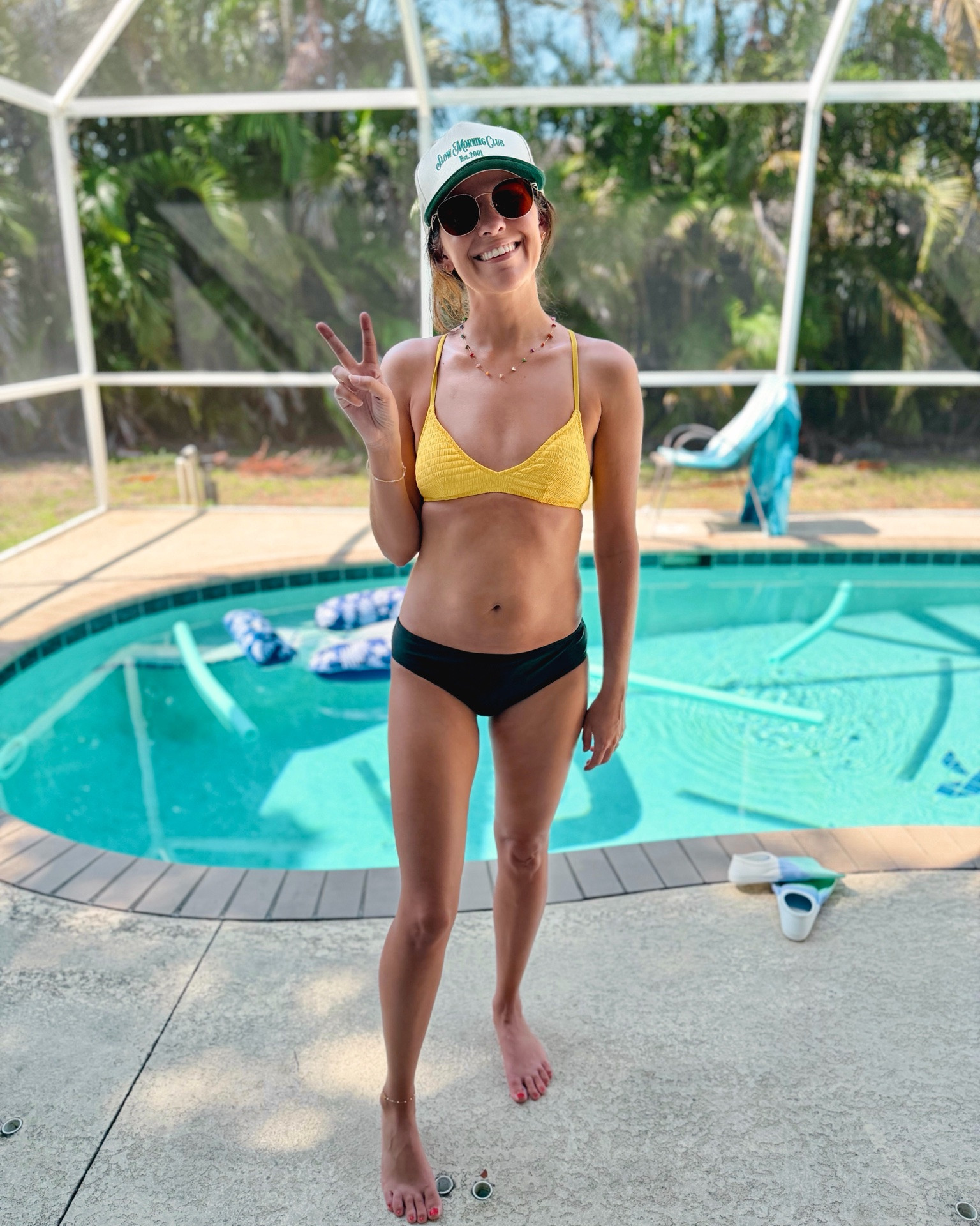 xs in my bikini top and xs in my bikini bottoms 🖤💛 linked my hat too! My necklace and anklet are older so linked similar.

#LTKootd #LTKSwim #LTKPetite
