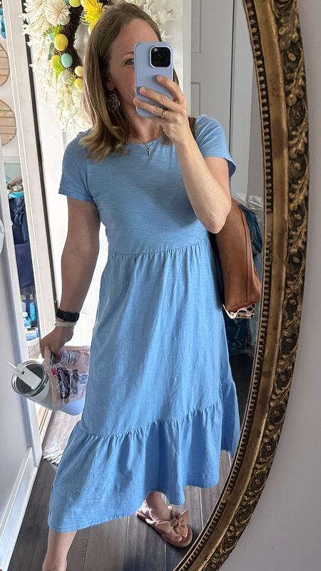 Super comfy OldNavy cotton dress, wearing XS. I wore it to work today and loved it! Also got it in black. Very happy with this dress! 

#LTKSaleAlert #LTKOver40