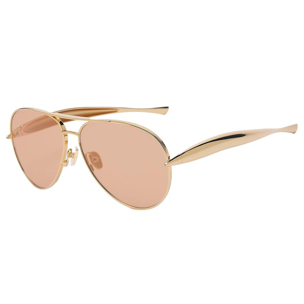 Oversized Aviator Sunglasses For Women 70s Retro 2025 Metal Shades with Gold Streamline Arms | Amazon (US)