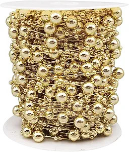 INSPIRELLE 99 Feet Gold Christmas Tree Beads Artificial Pearls Beads Garland Chain Plastic Bead R... | Amazon (US)