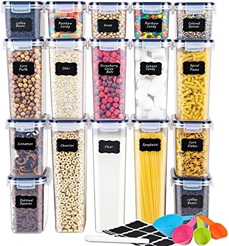 Airtight Food Storage Containers Set, 17 Piece Cereal Containers Storage with Lids, BPA Free Clea... | Amazon (US)