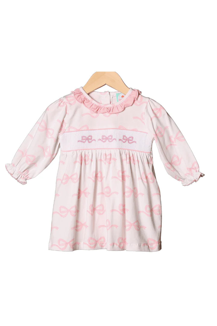 Smocked Sweet Bow Long Sleeve Dress | The Smocked Flamingo