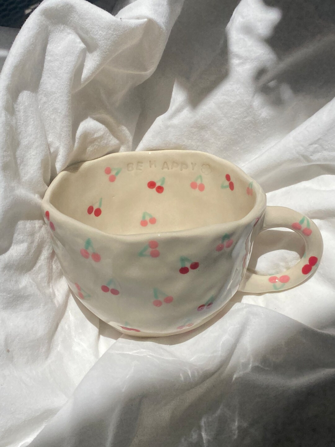 Candied Cherry- hand pinched and hand painted ceramic mug - 350ml- price for an individual item | Etsy (US)