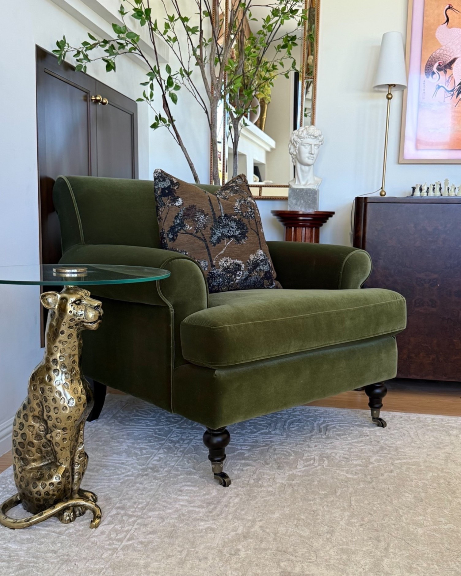 This shade of green is just gorgeous and adds an element of depth and coziness to my living room. Another favorite Amazon find.