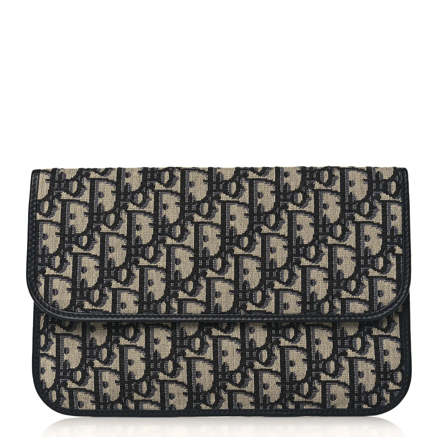 CHRISTIAN DIOR Oblique Flap Pouch Clutch Blue | FASHIONPHILE (US)