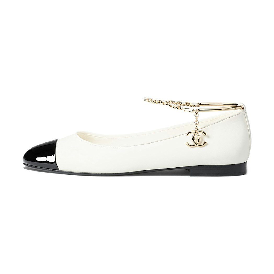 (W) Chanel Lambskin Patent Calfskin Ballet Flats 'Vintage Black and White' EU 38 | Novelship