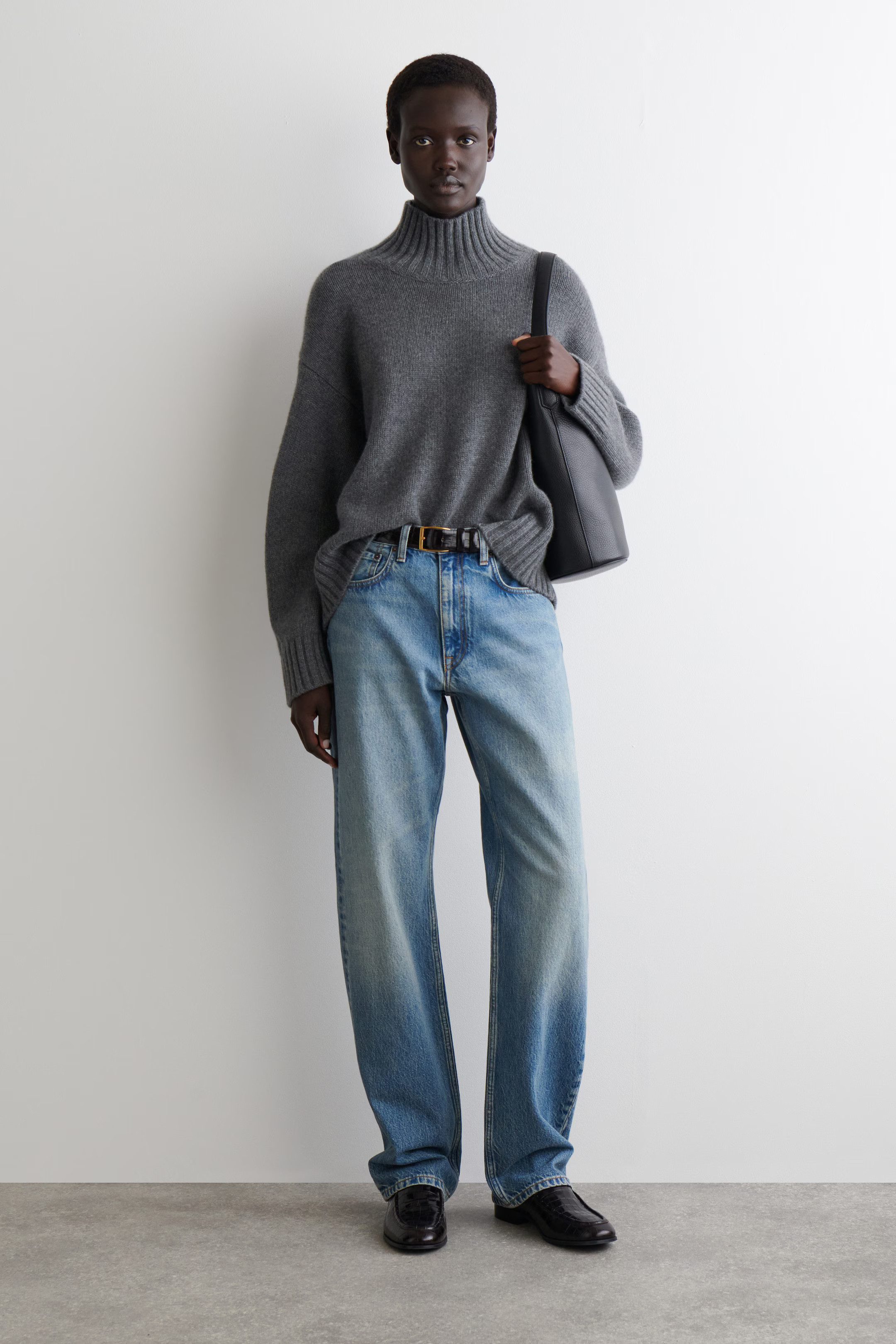 KASCHMIRPULLOVER MIT STEHKRAGEN - DUNKELGRAU MELIERT | COS DE | COS (EU)