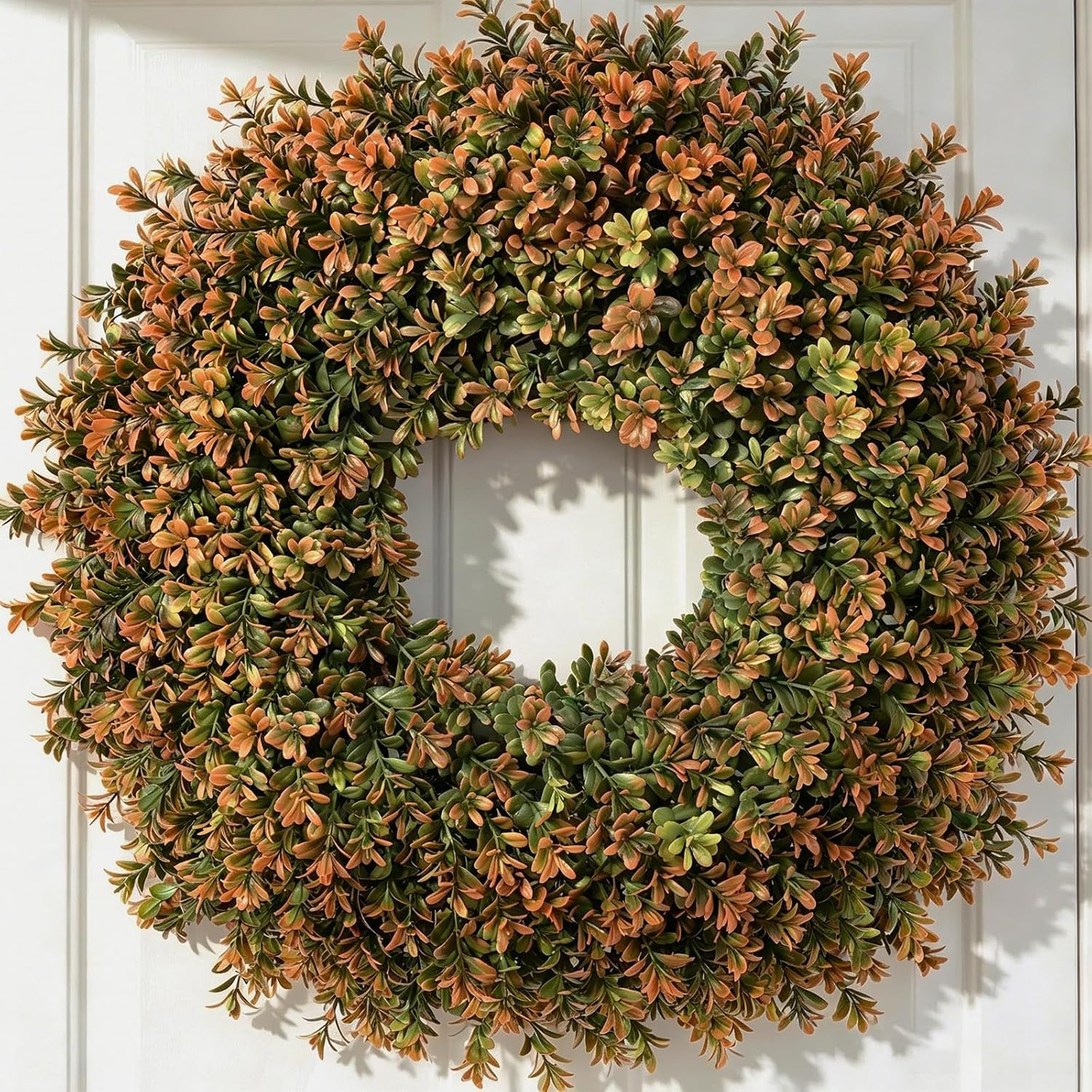 26'' Fall Boxwood Wreath for Front Door Decor, Orange | Amazon (US)
