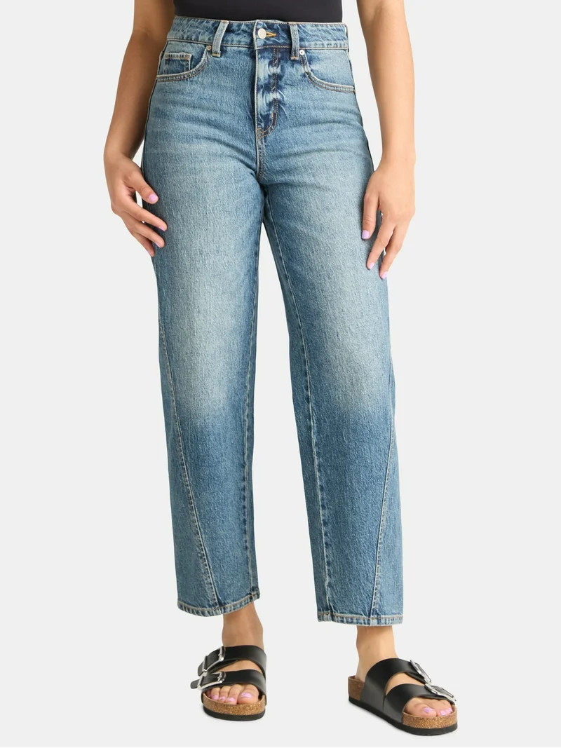 Time and Tru Women's High Rise Barrel Jean, 26.5" Inseam, sizes 2-20 | Walmart (US)