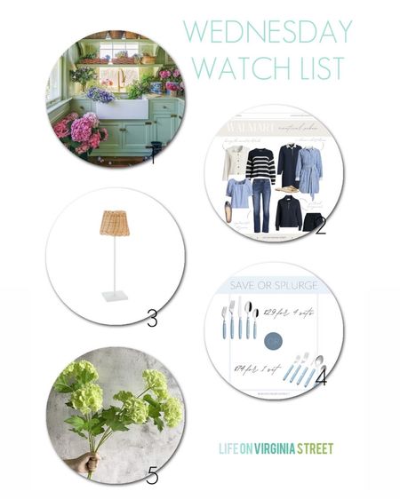 This week’s Wednesday Watch List includes some beautiful bloom rooms, some recent Walmart fashion favorites with a nautical spin, the cutest lamp shades for your cordless LED lamps, a great save/splurge light blue flatware option, and the prettiest faux snowball viburnum stems! Get all the details here: https://lifeonvirginiastreet.com/wednesday-watch-list-452/.
.
#ltkhome #ltksalealert #ltkfindsunder50 #ltkfindsunder100 #ltkstyletip #ltkover40 #ltkmidsize #ltkseasonal

#LTKhome #LTKfindsunder50 #LTKSeasonal