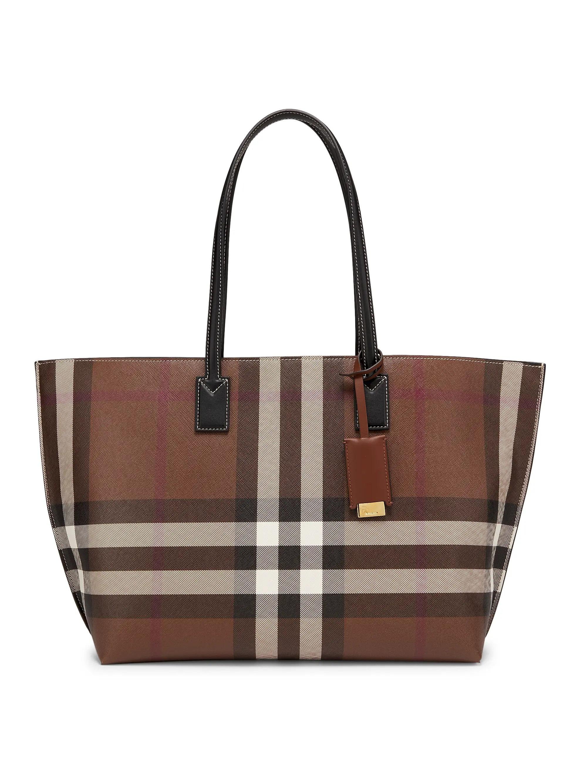 Medium Check Leather Tote Bag | Saks Fifth Avenue