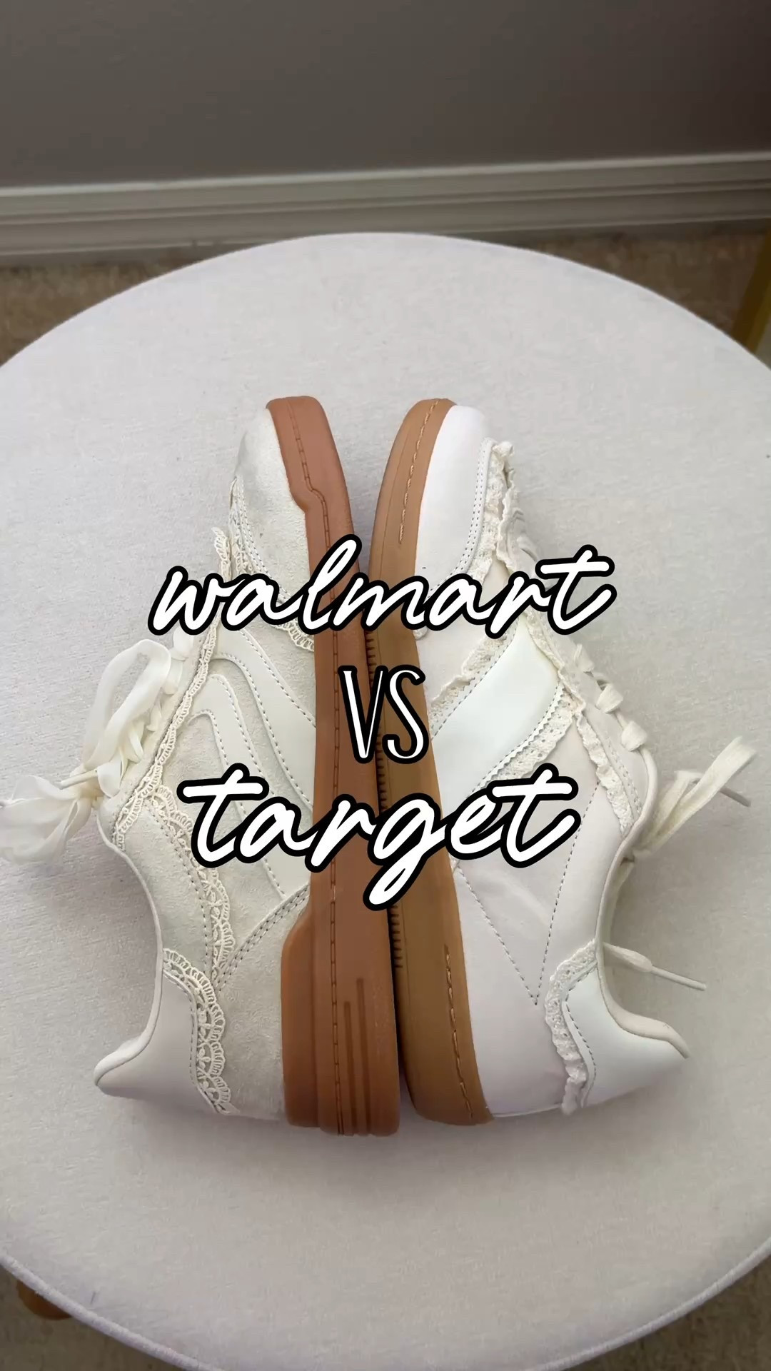 which one are you getting?! I’m having such a hard time choosing!! Haha I keep going back and forth! Either way these lace sneakers are going to sell out quick!!

at first try on the target ones feel a bit comfier but a little cheaper! I’m planning to wear both of them around and report back asap!

**sizing:
8.5, both of these fit tts size for me!


#targetfashion #walmartfashion #walmartvstarget #lacesneakers #2026trends 