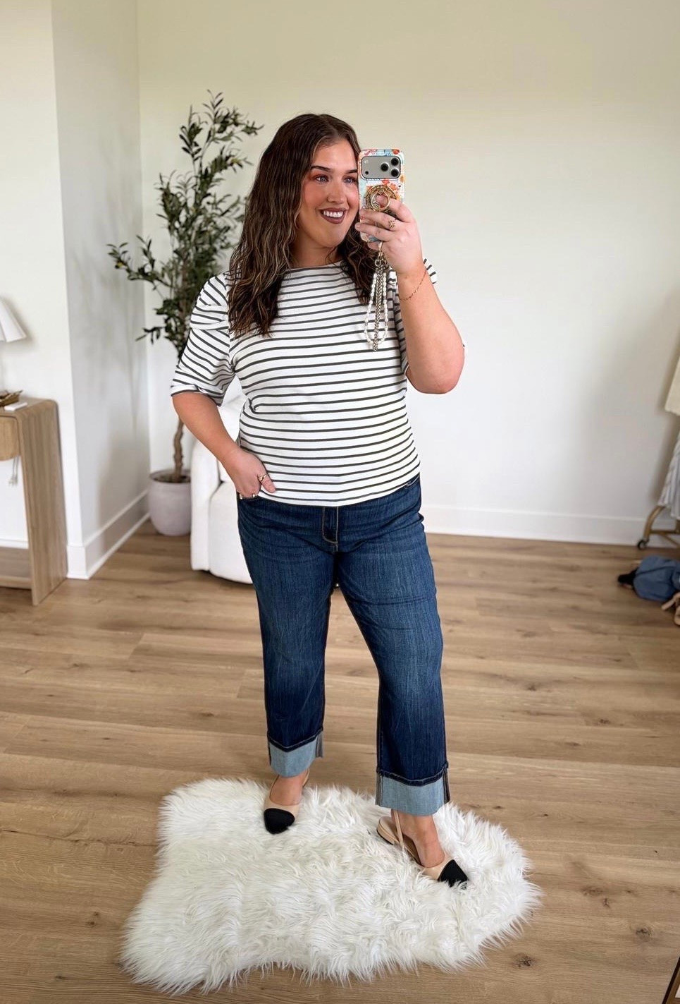 This JCPenney outfit is too good not to share. These stripes are super flattering with the cut of this top and I’m obsessed with the dark wash and fit of these jeans. I paired some of my favorite Amazon flats to complete the casual look that also works with a blazer for a casual Friday at the office! 
Striped top, neutral flats

#LTKSeasonal #LTKPlusSize #LTKWorkwear