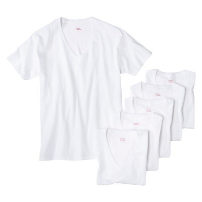 Hanes Men's 5pk V-Neck T-Shirt - White 2XL | Target