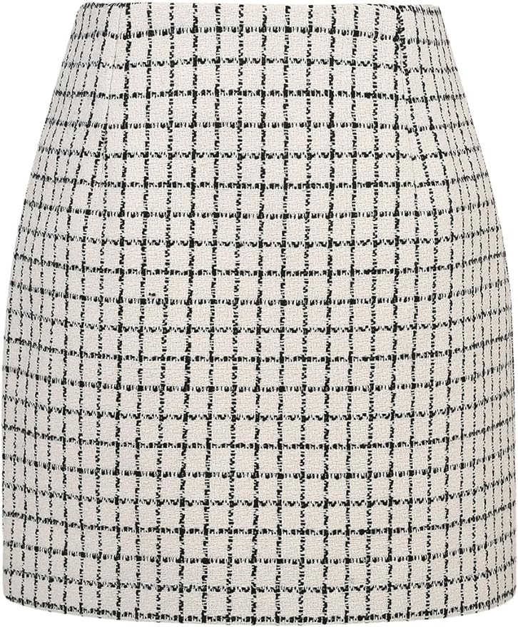IDEALSANXUN Womens High Waist Plaid Skirt Bodycon Pencil Wool Mini Skirts | Amazon (US)