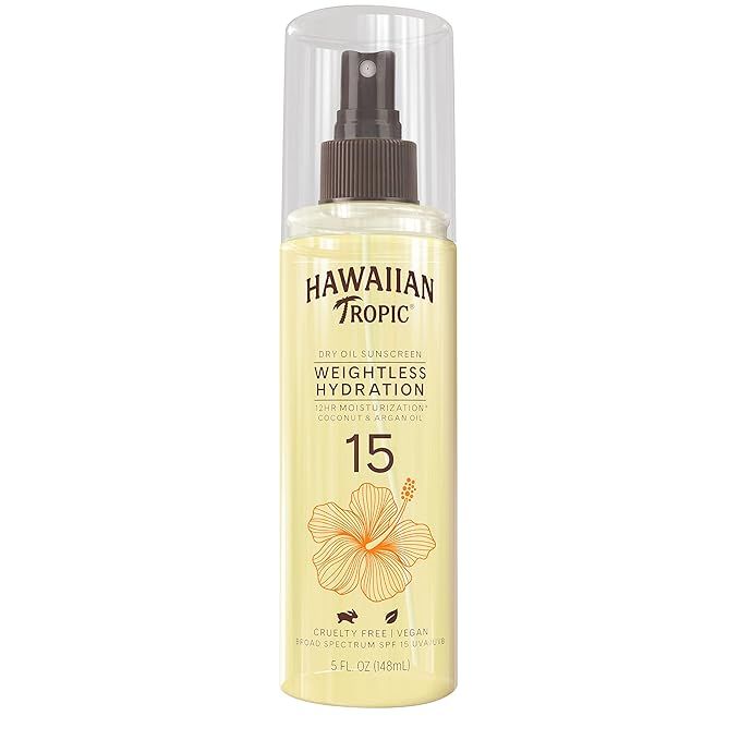 Hawaiian Tropic Weightless Hydration Dry Oil Sunscreen Mist SPF 15, 5oz | Sunscreen Oil, Dry Oil ... | Amazon (US)