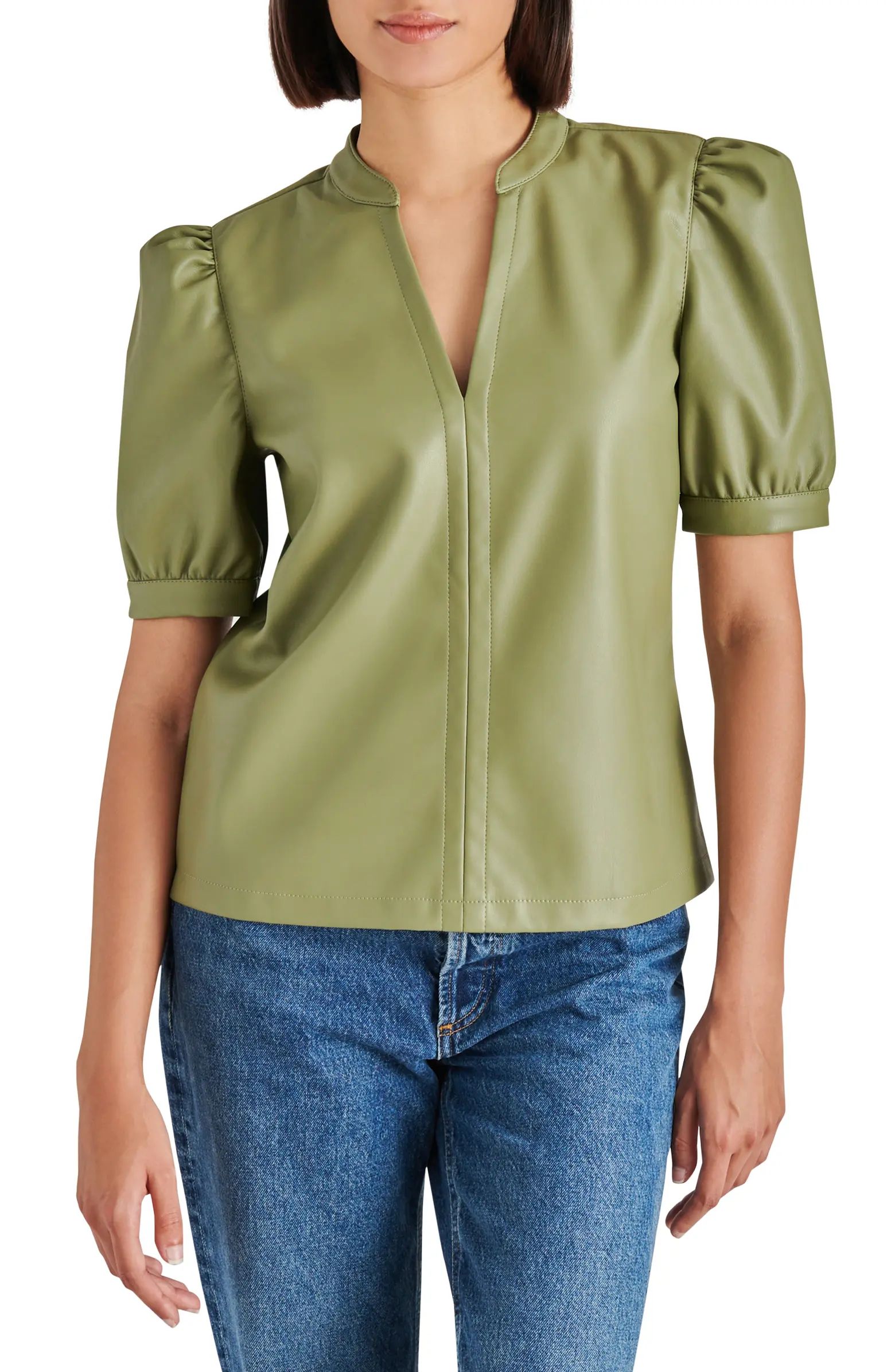 Jane Puff Sleeve Faux Leather Top | Nordstrom