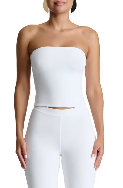 Naked Wardrobe Smooth Crop Tube Top in White at Nordstrom, Size Large | Nordstrom