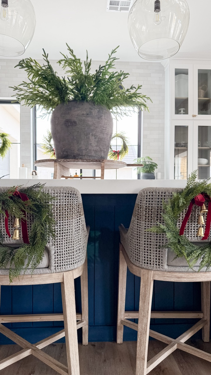 Christmas Wreaths on Counter stools 2025

#LTKSeasonal #LTKHoliday #LTKStyleTip