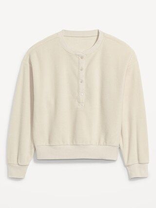 Microfleece Henley Lounge Sweatshirt for Women | Old Navy (US)