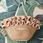 Click for more info about Ruffle Raffia Tote