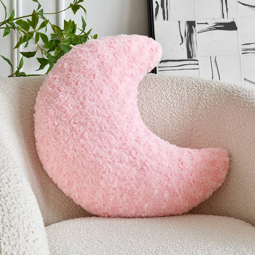 Moon Shaped Pillow with Soft Faux Fur for Couch, Bed, Sofa - Cute Half Moon Pillows with Room Dec... | Amazon (US)