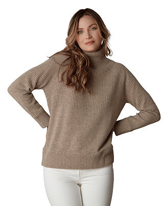 LuxLined Women's Itch-Free Merino Wool Mock Neck Sweater with Soft Inner Lining - Macy's | Macy's