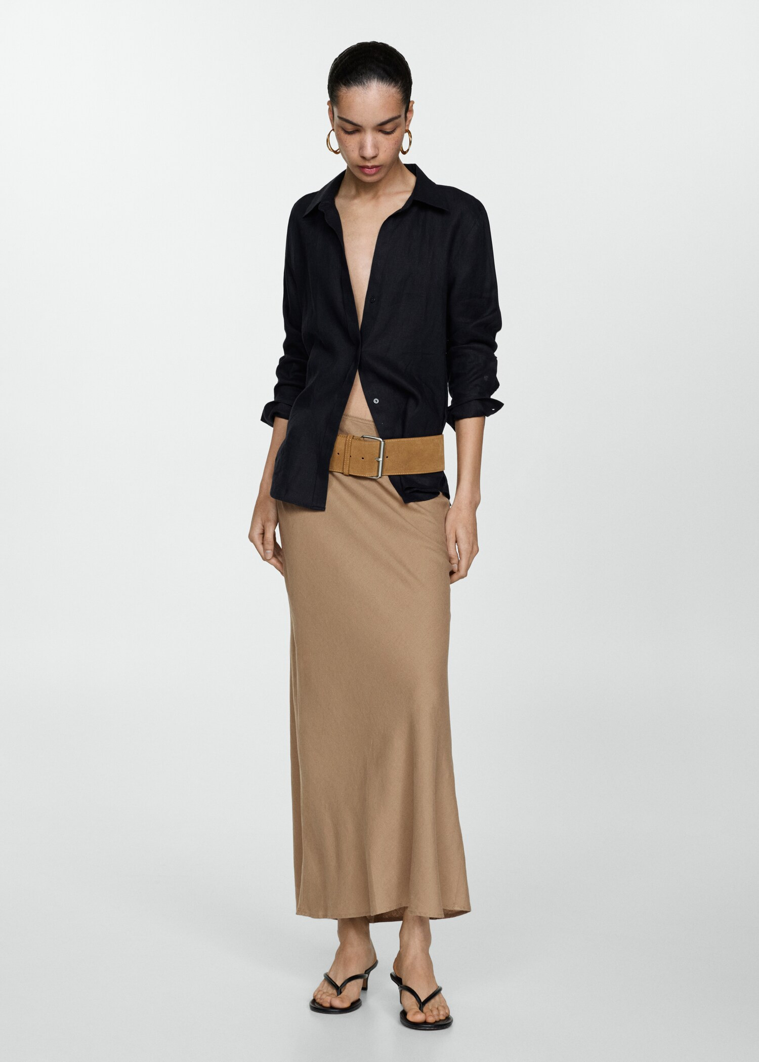 Long linen skirt | MANGO (US)