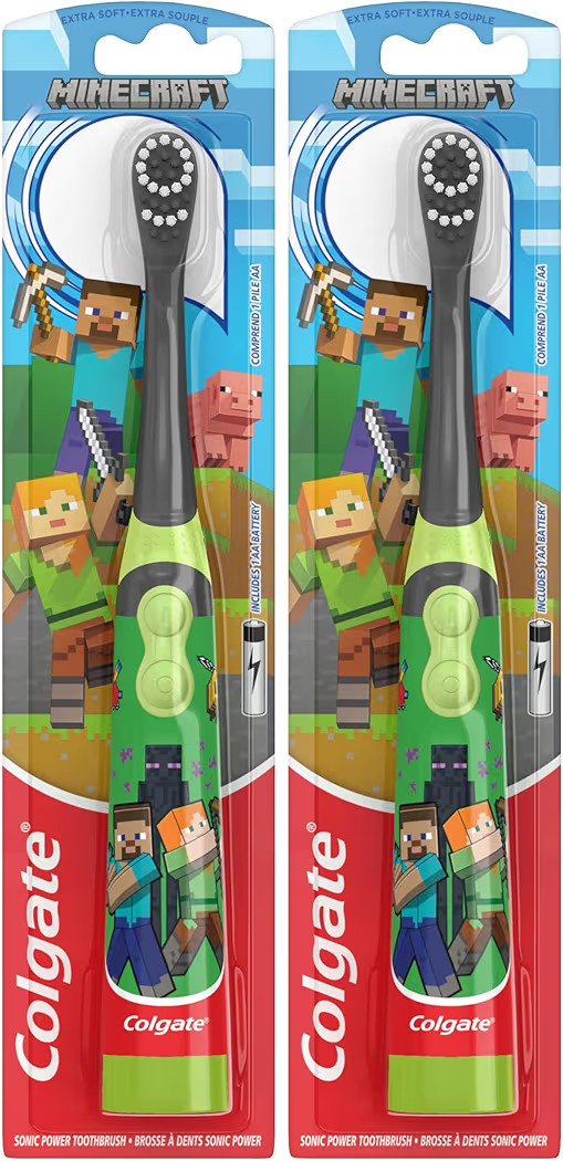 Colgate Battery Powered Toothbrush, Minecraft | Extra Soft | Ages 3+ | Battery Included | Flat La... | Amazon (US)
