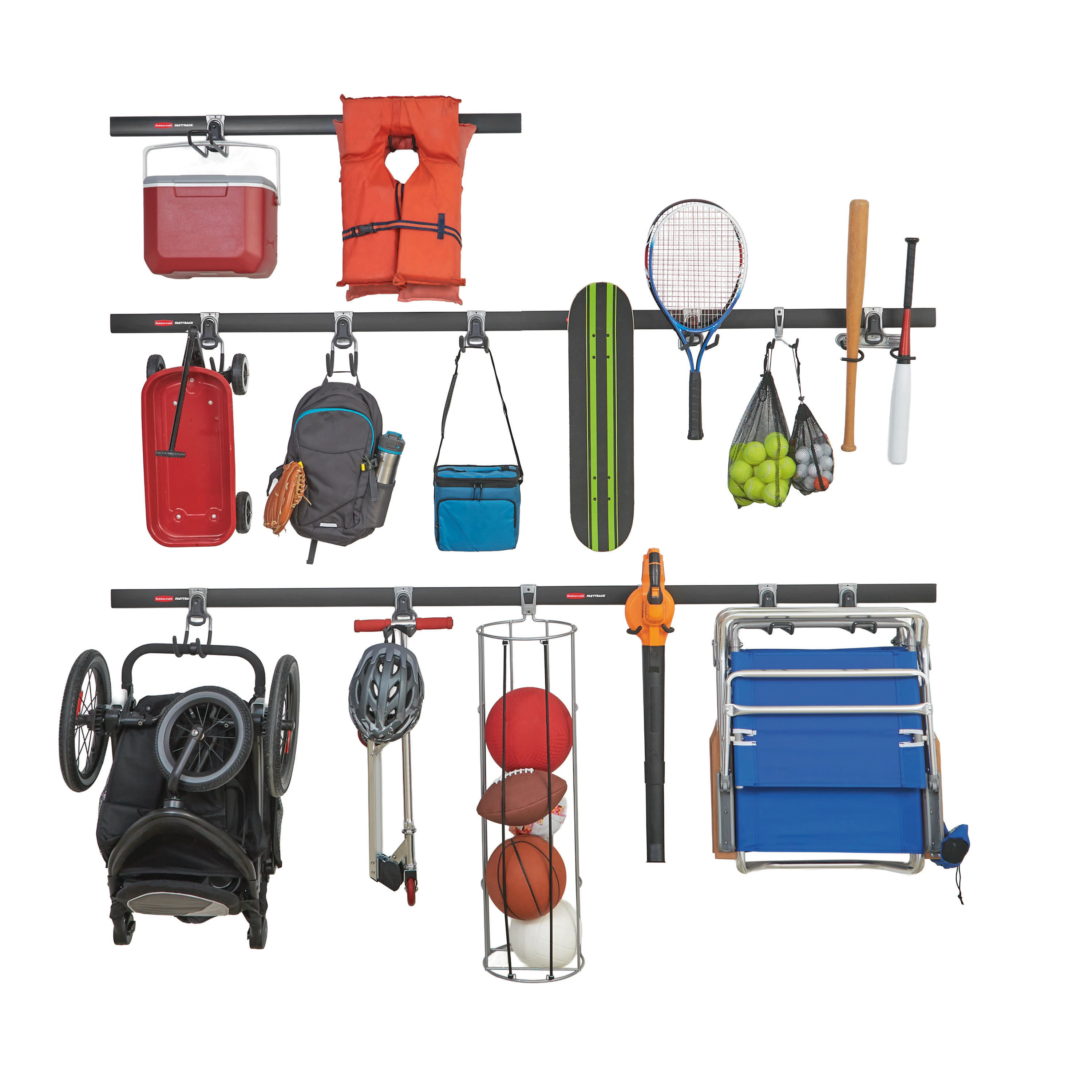 Rubbermaid FastTrack Garage 20 -Piece 48-in Black/Silver Steel Multipurpose Storage rail system one_size | 1910371 | Lowe's