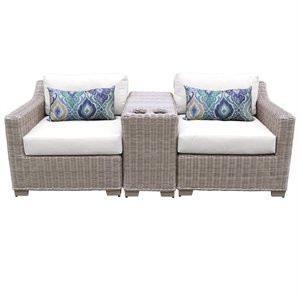 Coast 3 Piece Outdoor Wicker Patio Furniture Set 03b in Sail White | Homesquare