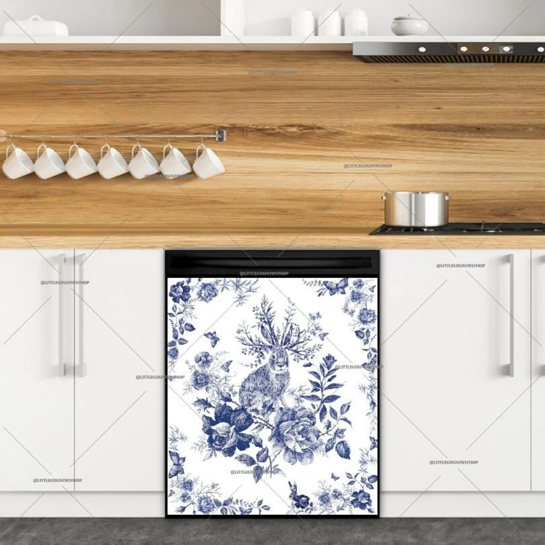 Kitchen Dishwasher Magnet Cover Folklore Fairytale Forest With Bunny and Jackalope nt157 - Etsy | Etsy (US)