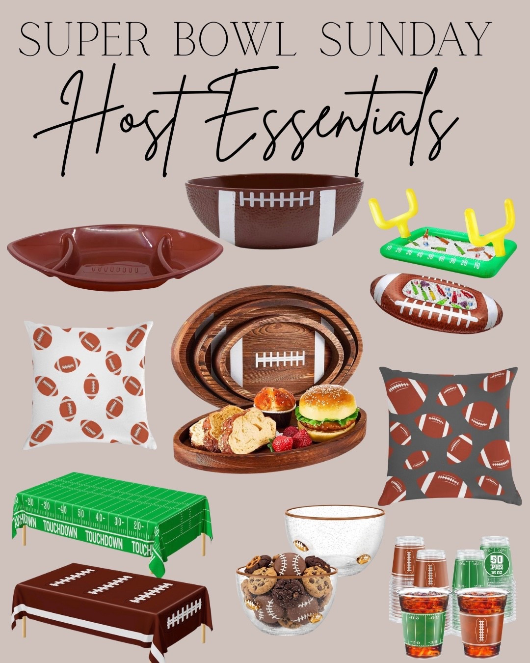 Super Bowl Sunday essentials for every host 

Football decor 
Super Bowl decor 
Host 
Entertaining 

#LTKHome #LTKfoodie