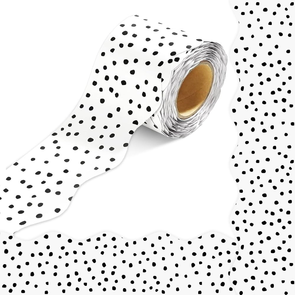 50 Feet Bulletin Board Borders Black White Wavy Dots Scalloped Rolled Borders Trim for School Hom... | Amazon (US)