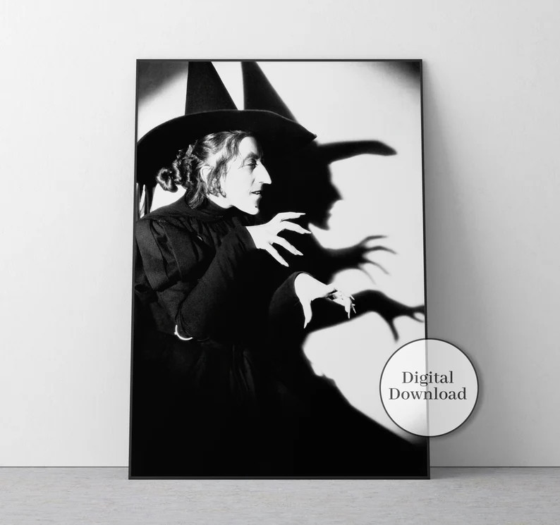 The Wizard of Oz Movie Poster, 1939, Wicked Witch of the West Print, Black and White, Vintage Pho... | Etsy (US)