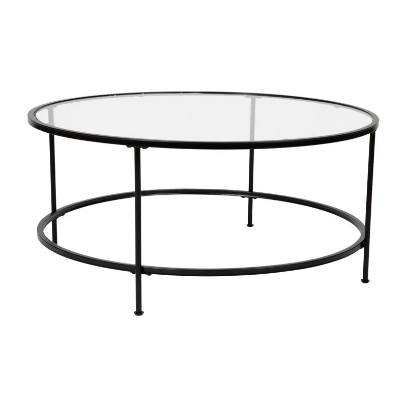 Berzan Glass Living Room Coffee Table with Round Metal Frame | Wayfair North America