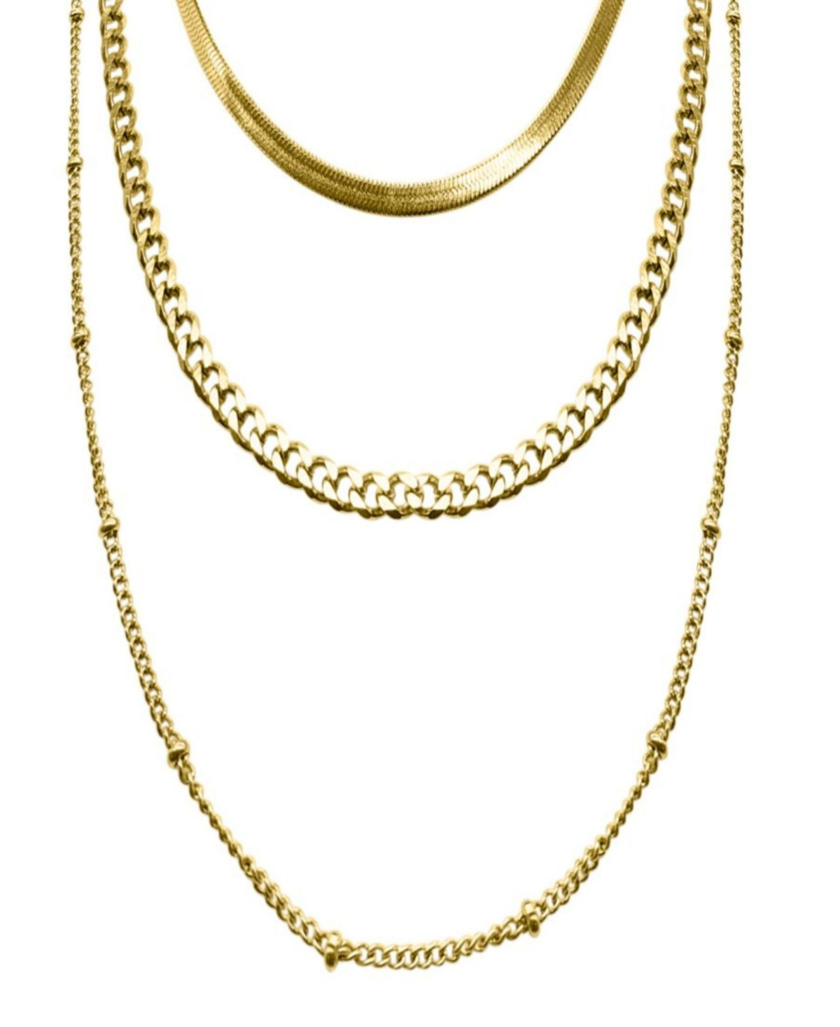 Adornia 18-21" Adjustable Plated Triple Layered Chain Necklace - Gold | Macy's