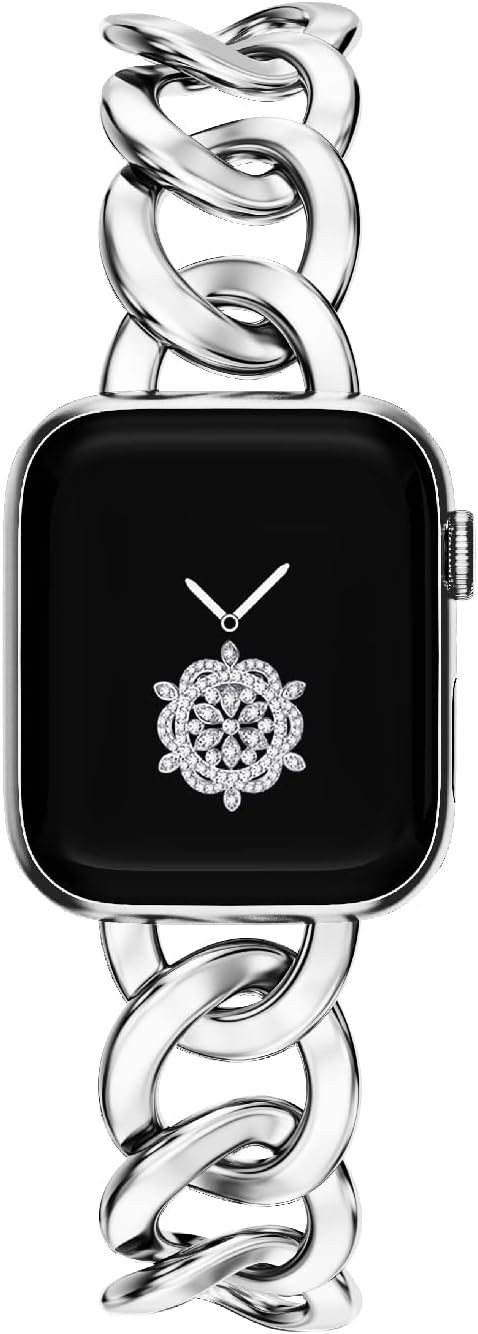 Kolgios 38/40/41 mm Silver Women Stylish Cool Chain Durable Metal Watch Band Compatible for Apple... | Amazon (US)