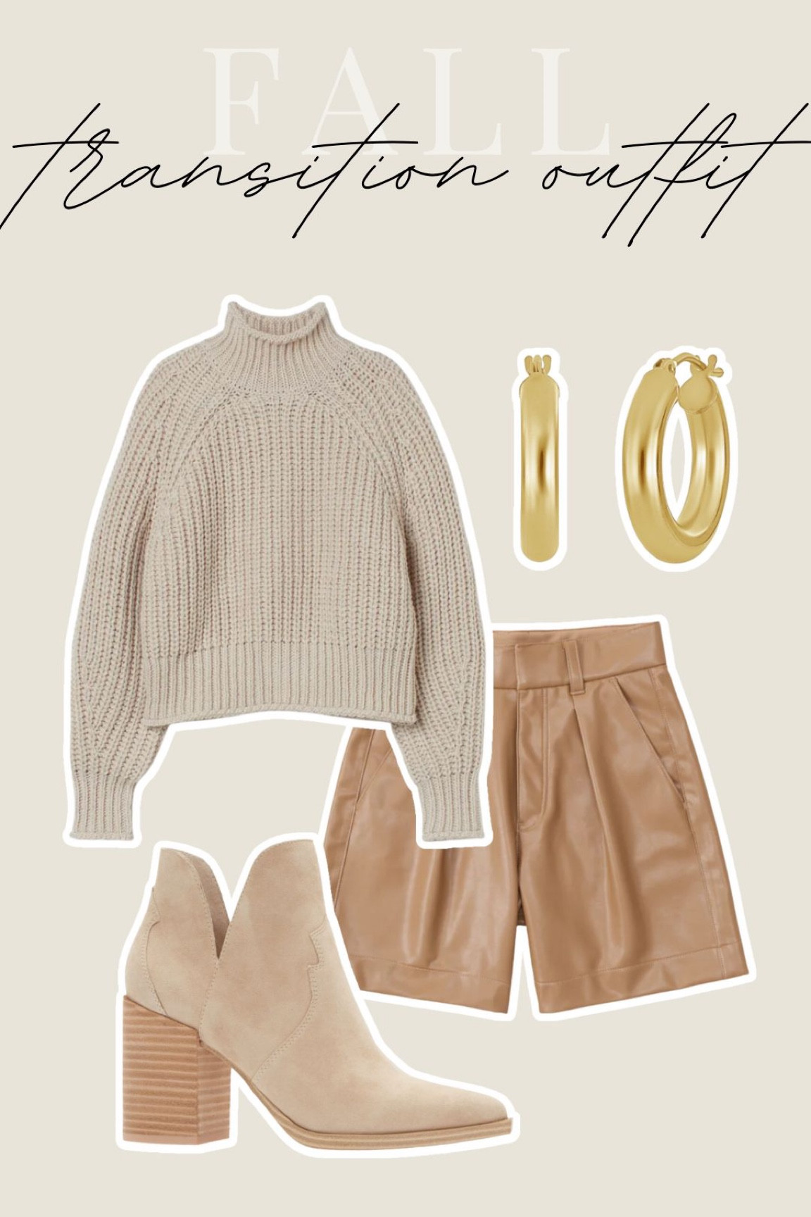 Fall transition outfits - faux leather shorts outfit - abercrombie tops and sweaters - beige sweater - brown shorts - tan booties - nude boots - gold hoops - fall outfit ideas for women 



#LTKsalealert #LTKunder100 #LTKshoecrush