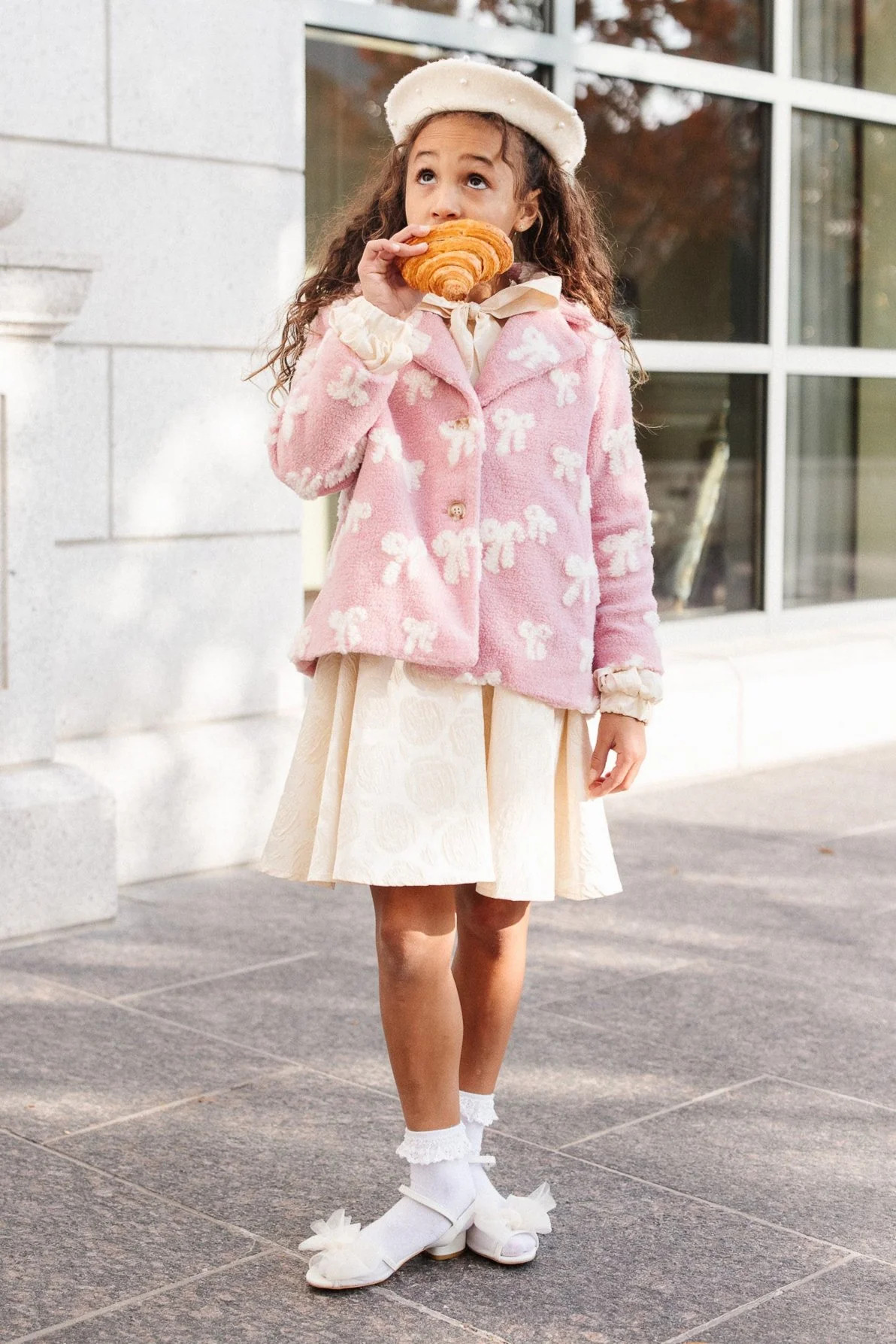 Mini Teddy Coat in Pink Bow Print | Ivy City Co