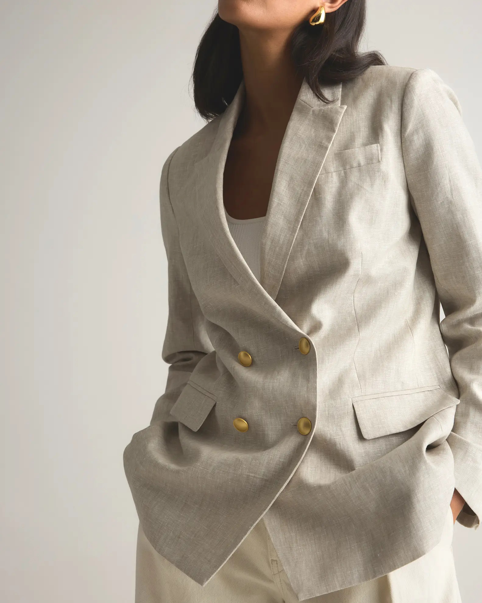 100% European Linen Relaxed Double-Breasted Blazer | Quince